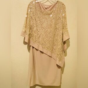 Dress Barn Gold Asymmetrical Sequin Dress